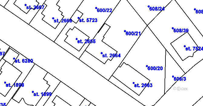 Parcela st. 2664 v KÚ Zlín, Katastrální mapa