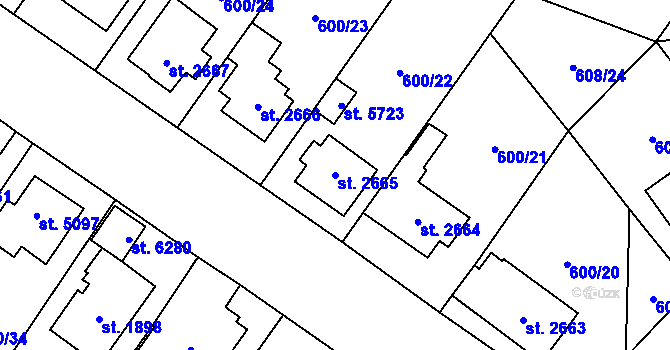 Parcela st. 2665 v KÚ Zlín, Katastrální mapa