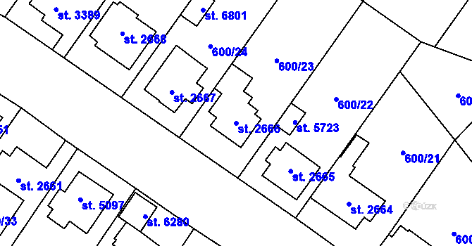 Parcela st. 2666 v KÚ Zlín, Katastrální mapa