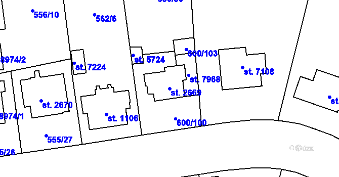 Parcela st. 2669 v KÚ Zlín, Katastrální mapa