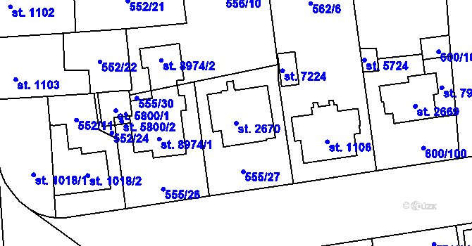Parcela st. 2670 v KÚ Zlín, Katastrální mapa
