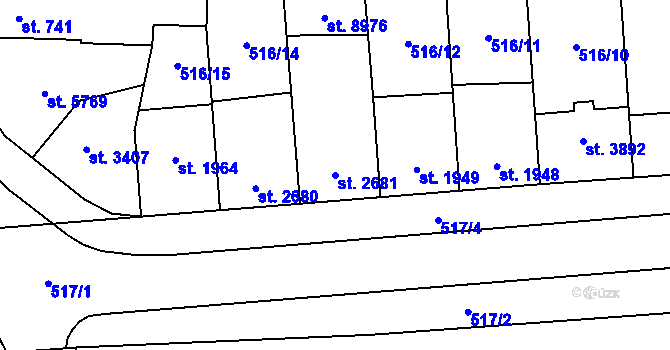 Parcela st. 2681 v KÚ Zlín, Katastrální mapa