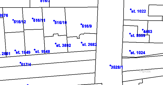 Parcela st. 2682 v KÚ Zlín, Katastrální mapa