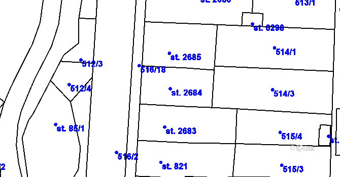 Parcela st. 2684 v KÚ Zlín, Katastrální mapa