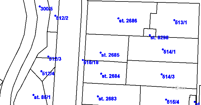 Parcela st. 2685 v KÚ Zlín, Katastrální mapa