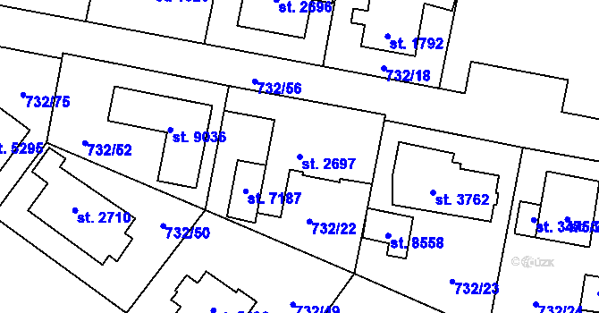 Parcela st. 2697 v KÚ Zlín, Katastrální mapa