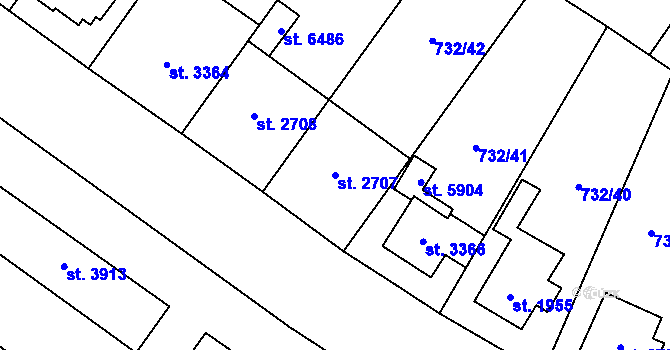 Parcela st. 2707 v KÚ Zlín, Katastrální mapa