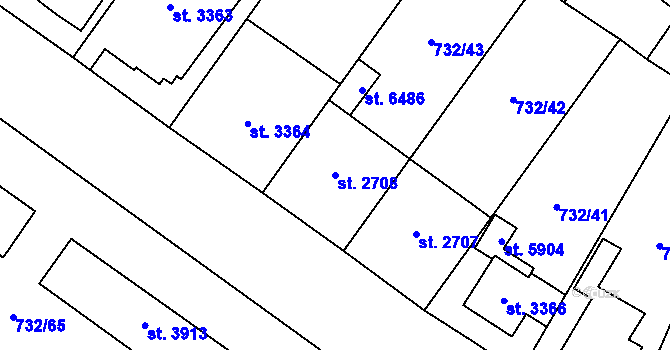Parcela st. 2708 v KÚ Zlín, Katastrální mapa