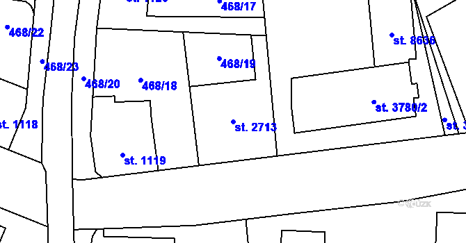 Parcela st. 2713 v KÚ Zlín, Katastrální mapa
