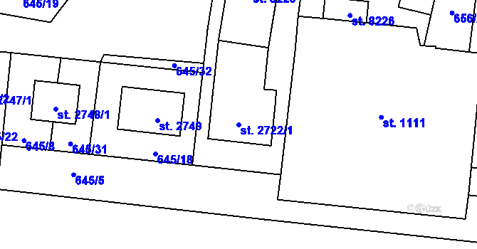 Parcela st. 2722/1 v KÚ Zlín, Katastrální mapa