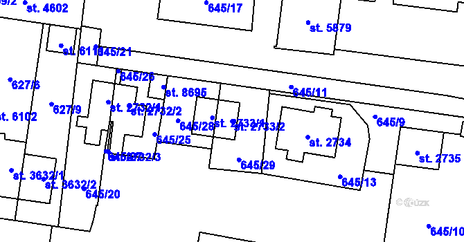 Parcela st. 2733/2 v KÚ Zlín, Katastrální mapa