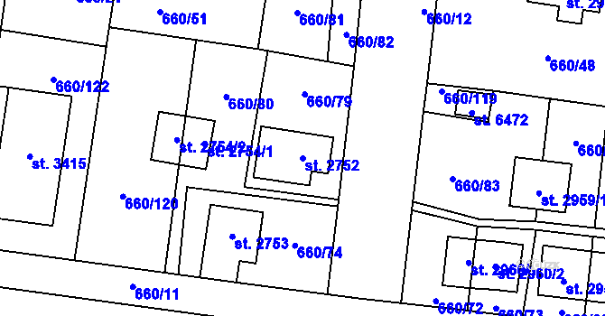Parcela st. 2752 v KÚ Zlín, Katastrální mapa