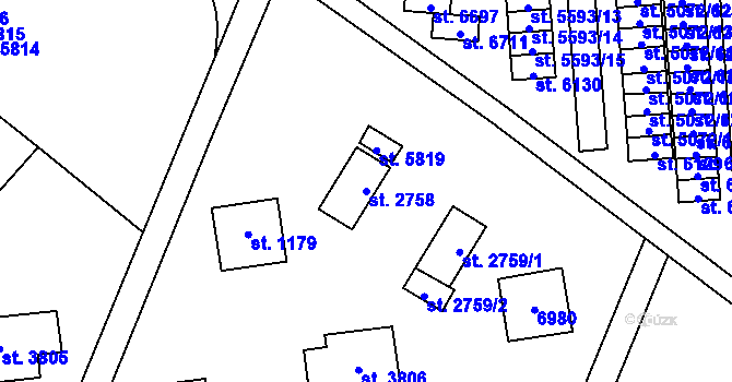 Parcela st. 2758 v KÚ Zlín, Katastrální mapa