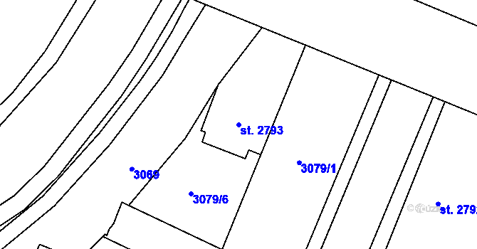 Parcela st. 2793 v KÚ Zlín, Katastrální mapa