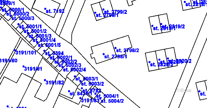 Parcela st. 2798/1 v KÚ Zlín, Katastrální mapa