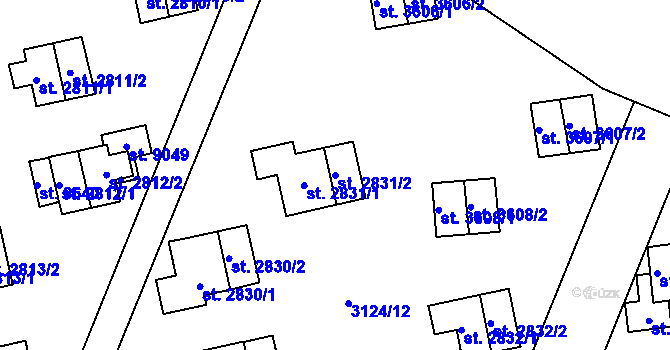 Parcela st. 2831/2 v KÚ Zlín, Katastrální mapa