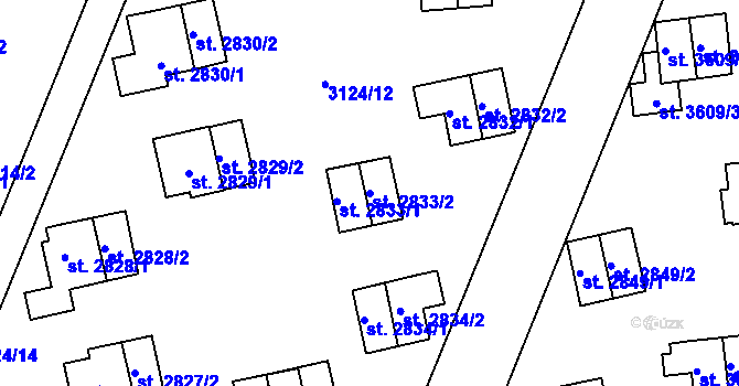 Parcela st. 2833/2 v KÚ Zlín, Katastrální mapa