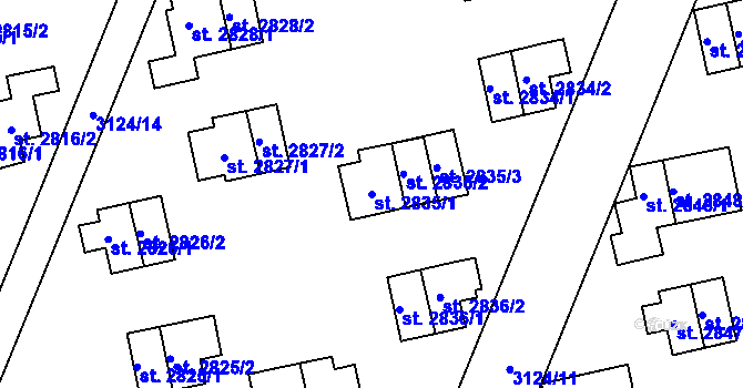 Parcela st. 2835/1 v KÚ Zlín, Katastrální mapa