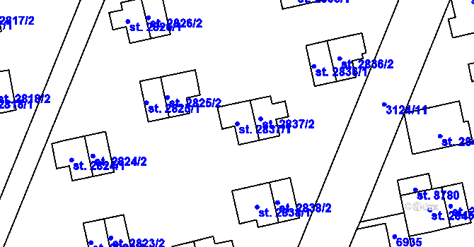 Parcela st. 2837/1 v KÚ Zlín, Katastrální mapa