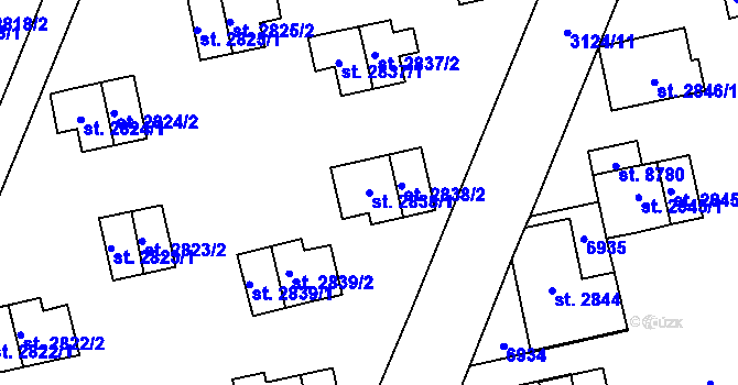 Parcela st. 2838/1 v KÚ Zlín, Katastrální mapa