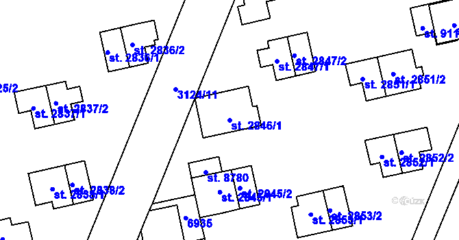 Parcela st. 2846/1 v KÚ Zlín, Katastrální mapa