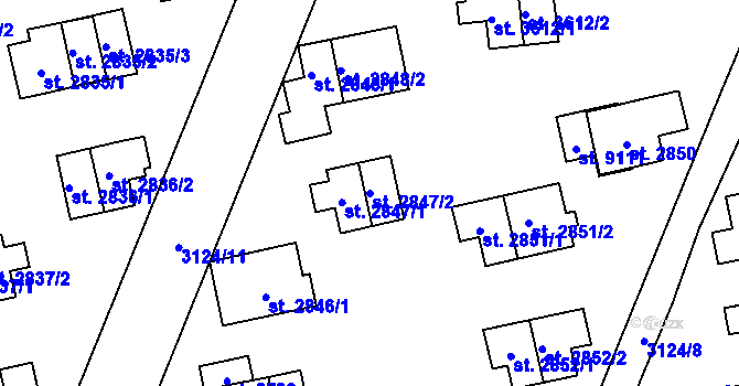Parcela st. 2847/2 v KÚ Zlín, Katastrální mapa