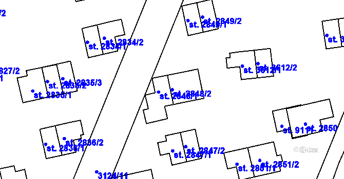 Parcela st. 2848/2 v KÚ Zlín, Katastrální mapa