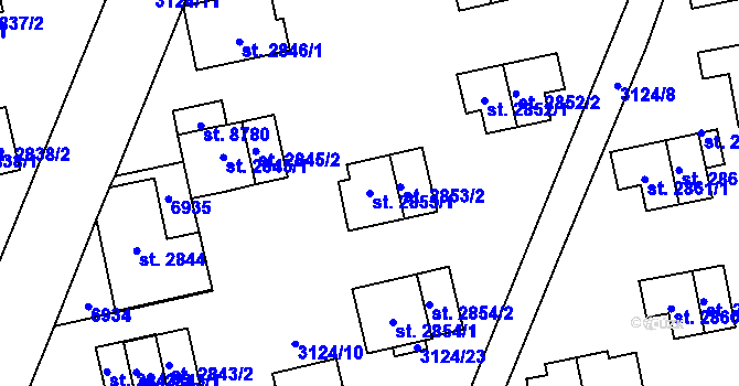 Parcela st. 2853/1 v KÚ Zlín, Katastrální mapa