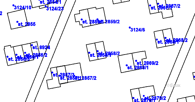 Parcela st. 2858/2 v KÚ Zlín, Katastrální mapa