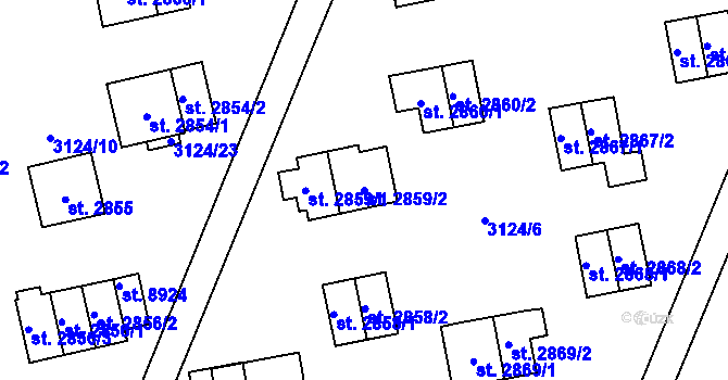 Parcela st. 2859/2 v KÚ Zlín, Katastrální mapa