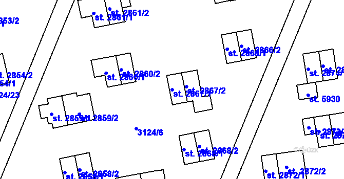 Parcela st. 2867/1 v KÚ Zlín, Katastrální mapa