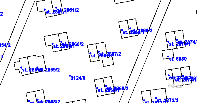 Parcela st. 2867/2 v KÚ Zlín, Katastrální mapa
