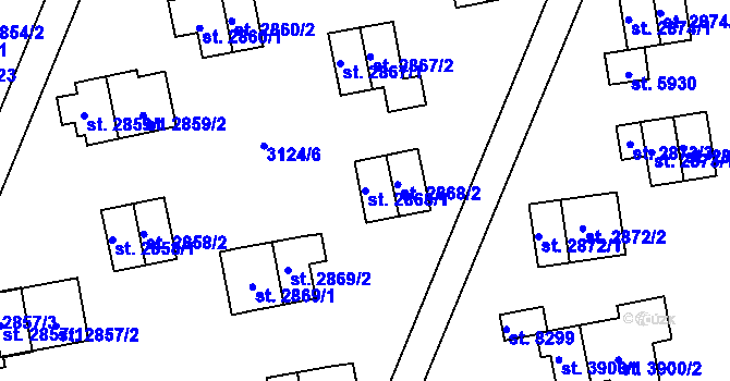 Parcela st. 2868/1 v KÚ Zlín, Katastrální mapa