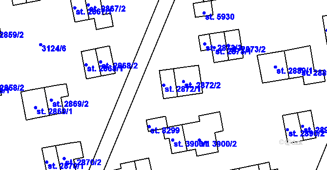 Parcela st. 2872/1 v KÚ Zlín, Katastrální mapa