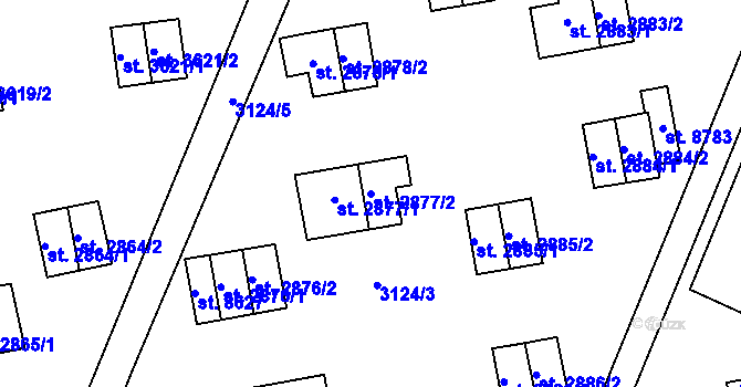 Parcela st. 2877/2 v KÚ Zlín, Katastrální mapa