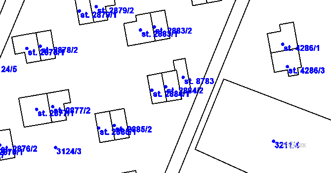 Parcela st. 2884/2 v KÚ Zlín, Katastrální mapa