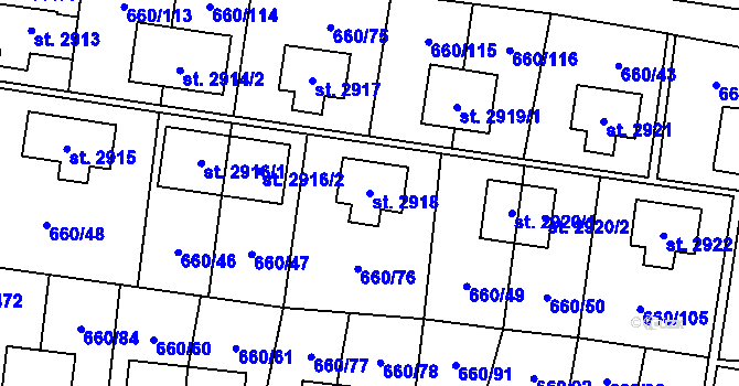 Parcela st. 2918 v KÚ Zlín, Katastrální mapa