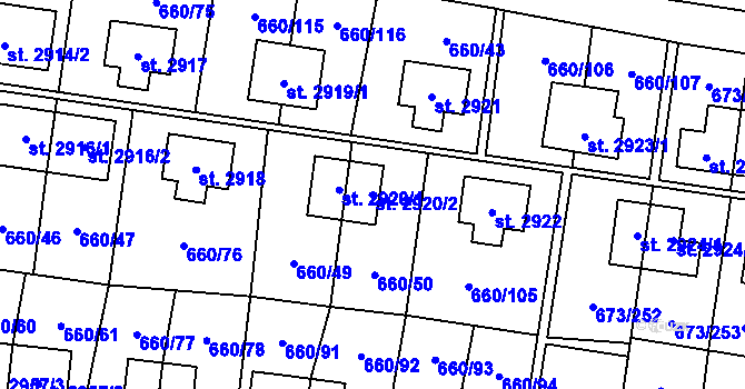 Parcela st. 2920/2 v KÚ Zlín, Katastrální mapa