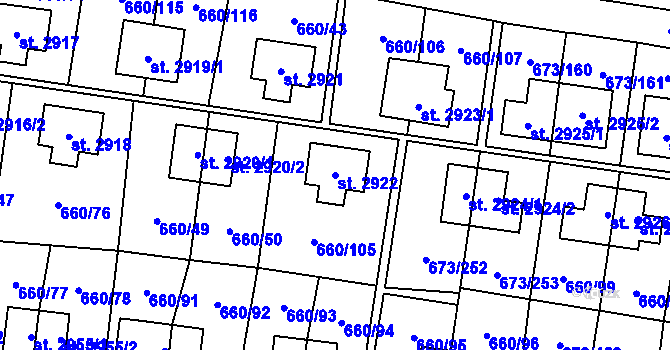 Parcela st. 2922 v KÚ Zlín, Katastrální mapa