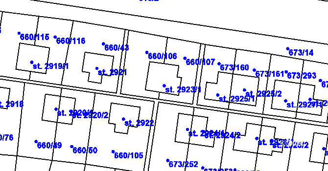 Parcela st. 2923/1 v KÚ Zlín, Katastrální mapa