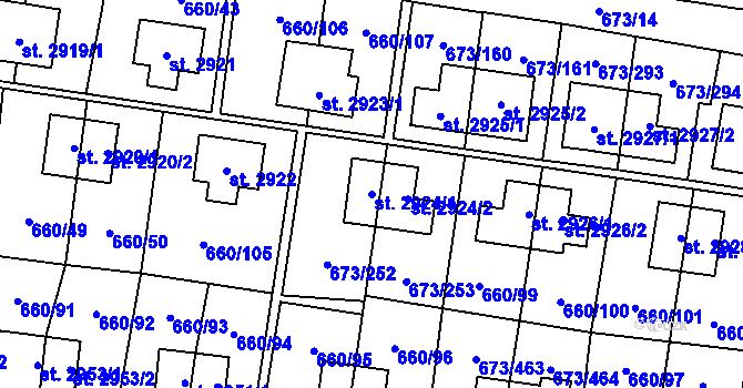 Parcela st. 2924/1 v KÚ Zlín, Katastrální mapa