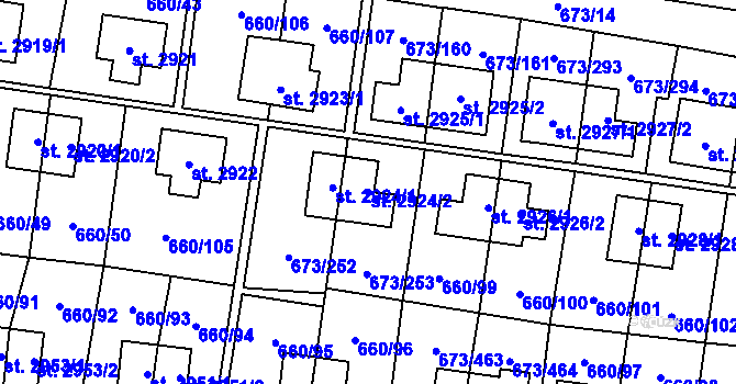 Parcela st. 2924/2 v KÚ Zlín, Katastrální mapa