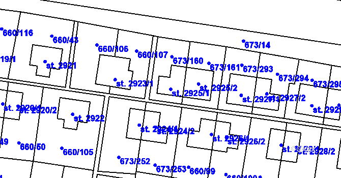 Parcela st. 2925/1 v KÚ Zlín, Katastrální mapa