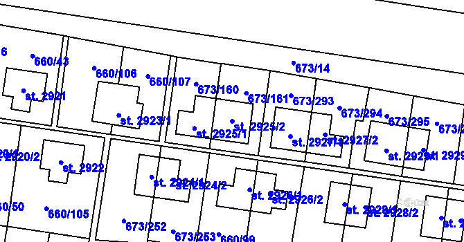 Parcela st. 2925/2 v KÚ Zlín, Katastrální mapa