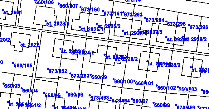 Parcela st. 2926/1 v KÚ Zlín, Katastrální mapa