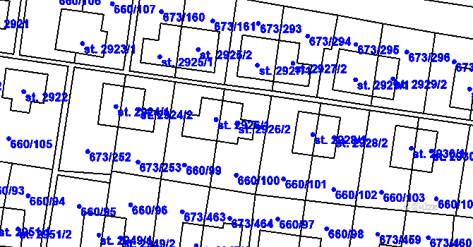 Parcela st. 2926/2 v KÚ Zlín, Katastrální mapa