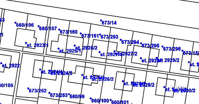 Parcela st. 2927/1 v KÚ Zlín, Katastrální mapa