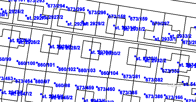 Parcela st. 2930/2 v KÚ Zlín, Katastrální mapa