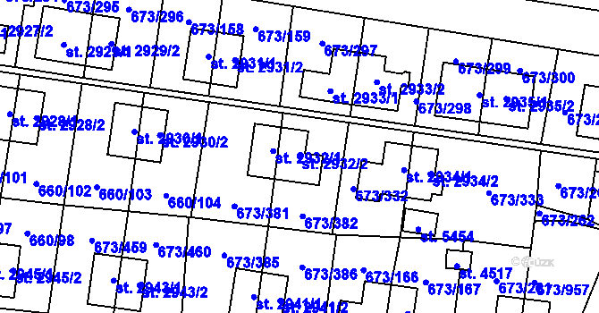 Parcela st. 2932/2 v KÚ Zlín, Katastrální mapa