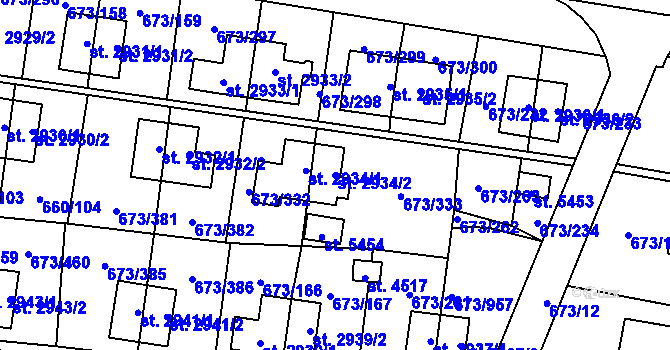 Parcela st. 2934/2 v KÚ Zlín, Katastrální mapa
